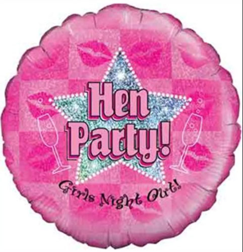 PINK HOLOGRAPHIC HEN PARTY FOIL BALLOON