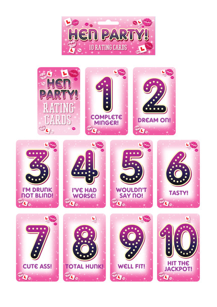 HEN PARTY RATING CARDS